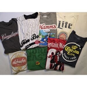 Lot Of 8 Beer & Liquor Advertising Graphic F T-Shirts Various Sizes. Collectable
